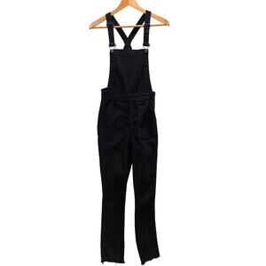 Madewell Black Denim Overalls Womens Small Cropped Raw Hem Biballs